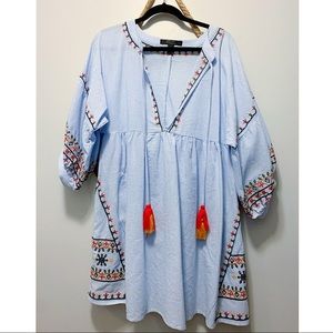 F21 embroidered balloon sleeve boho dress